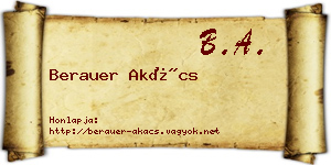 Berauer Akács névjegykártya